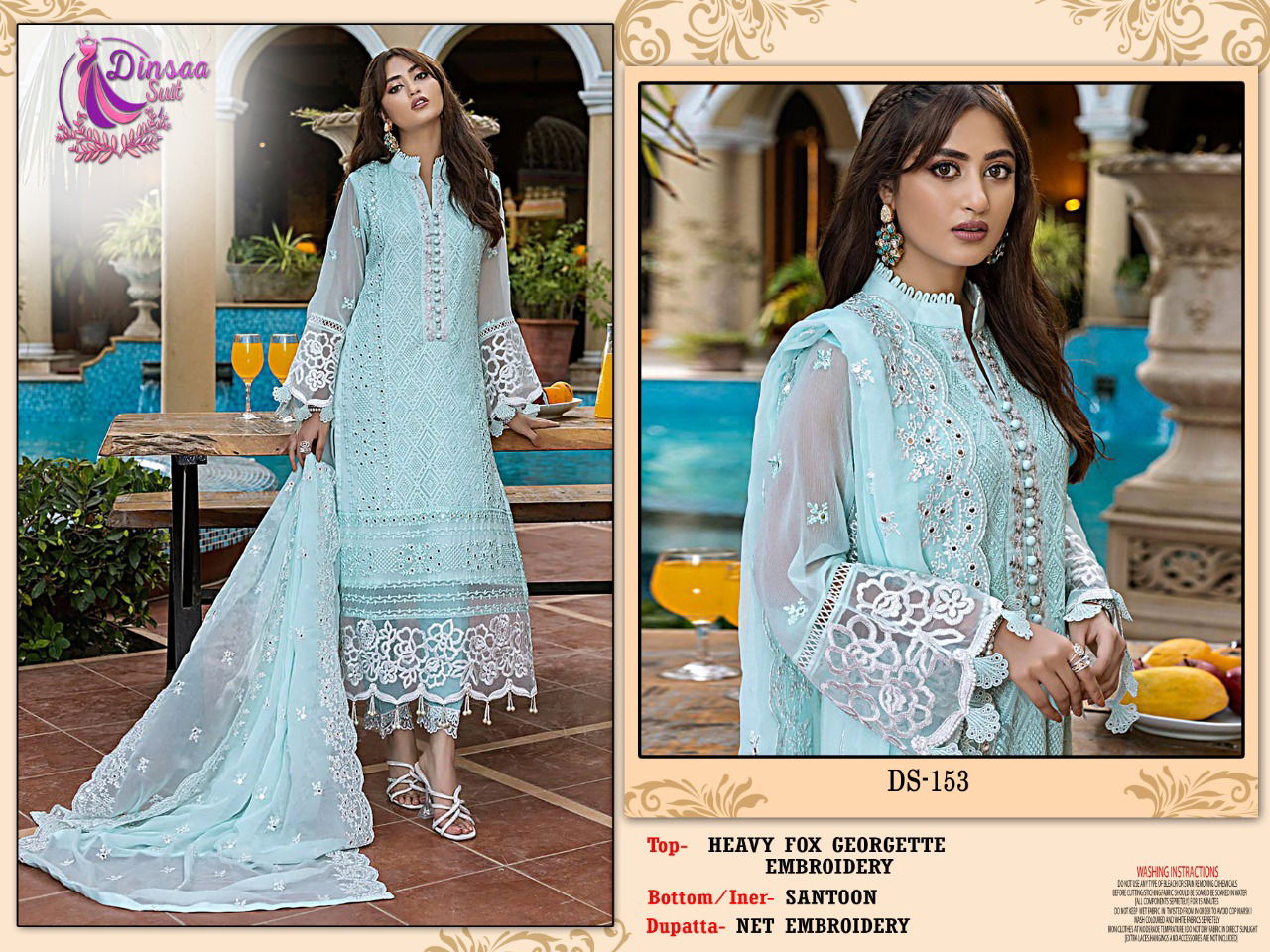 Dinsaa Azure Vol 2 Fancy Wear Wholesale Georgette Pakistani Salwar Suit Catalog
